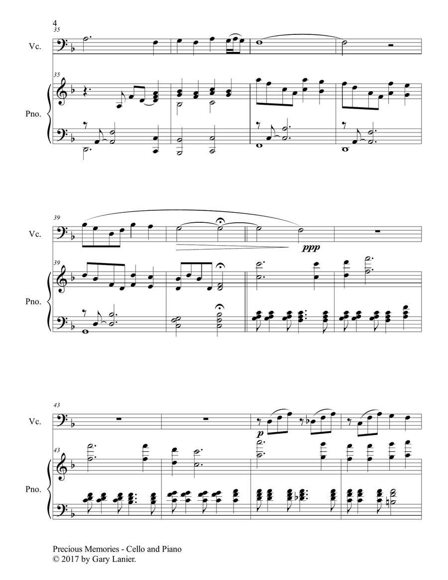 Precious Memories (Duet - Cello & Piano with Score/Part) Piano scores gallery preview page 5