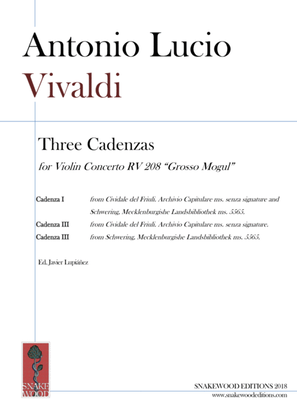 Book cover for Vivaldi – 3 Cadenzas for Concerto RV 208 "Grosso Mogul" (PDF)