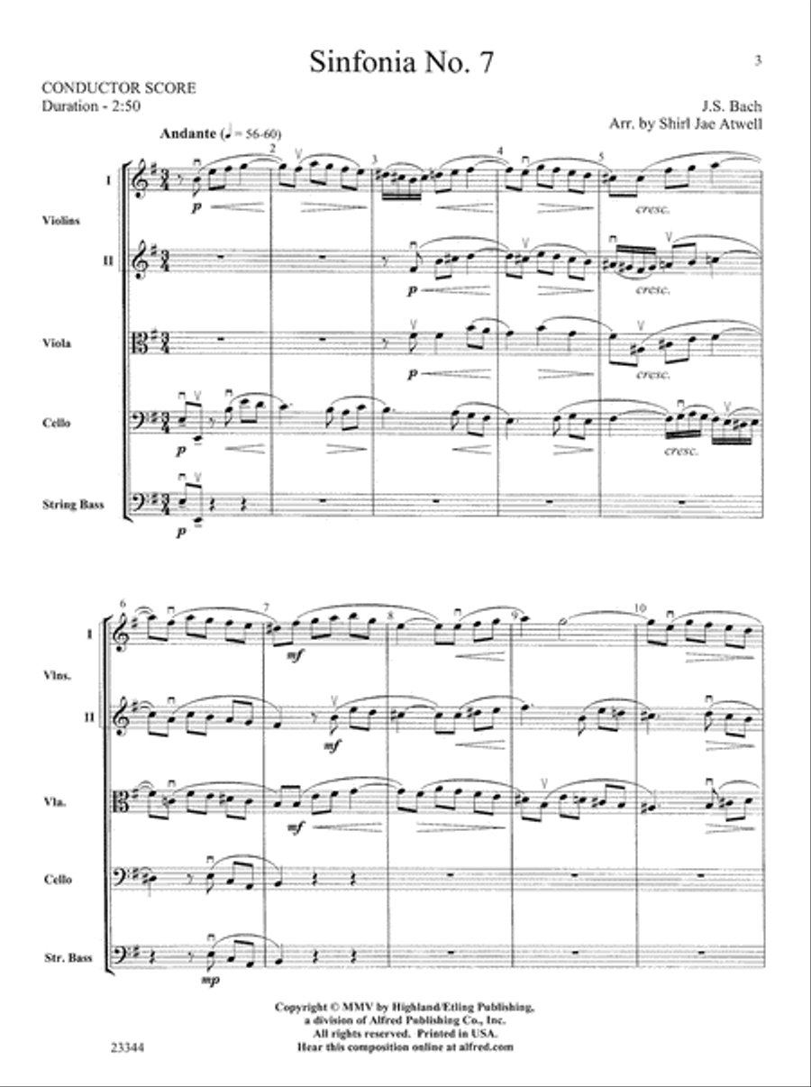Sinfonia No. 7: Score String Orchestra scores gallery preview page 3