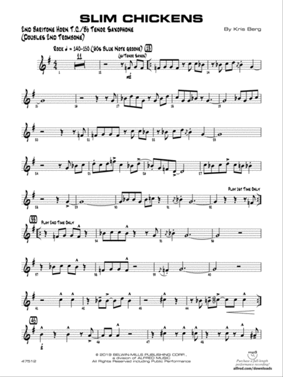 Slim Chickens: 2nd Baritone T.C. Jazz Ensemble scores gallery preview page 1