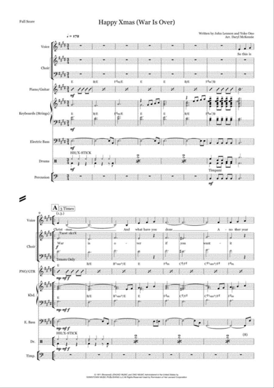 Happy Xmas (War Is Over) Choir scores gallery preview page 4