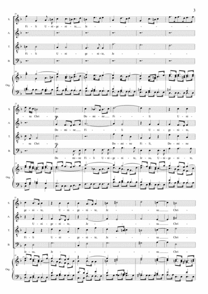 DOMINE FILI UNIGENITE - From "Gloria - RV 589 - Vivaldi" - Arr. for SATB Choir and Organ image number null