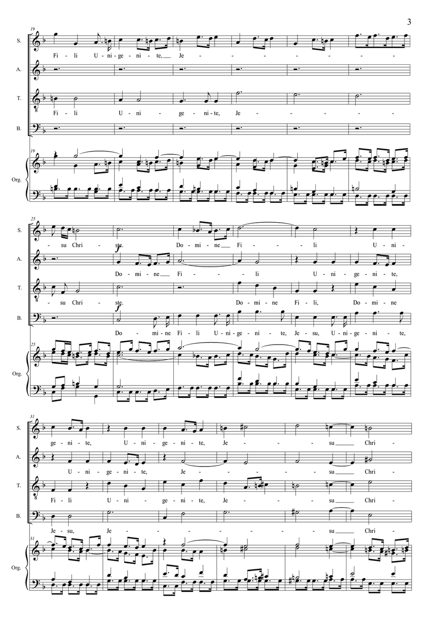 DOMINE FILI UNIGENITE - From "Gloria - RV 589 - Vivaldi" - Arr. for SATB Choir and Organ image number null