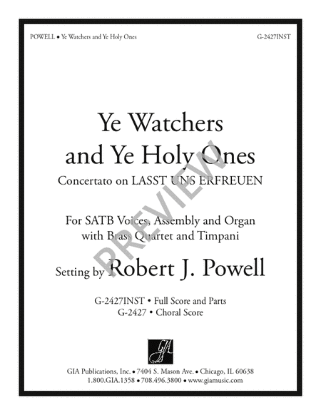 Ye Watchers and Ye Holy Ones - Full Score and Parts