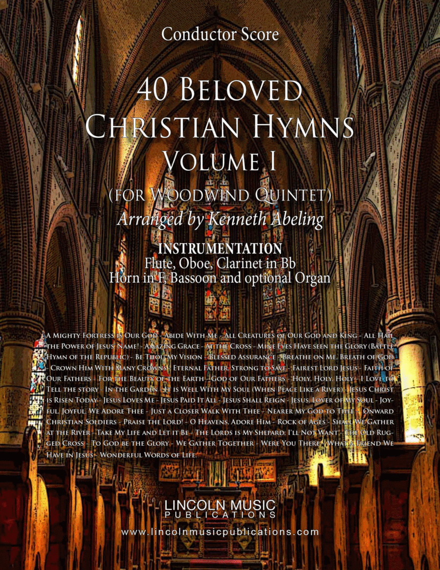 40 Beloved Christian Hymns Volume I (for Woodwind Quintet and optional Organ) Woodwind Quintet scores gallery preview page 1