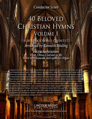 Book cover for 40 Beloved Christian Hymns Volume I (for Woodwind Quintet and optional Organ)