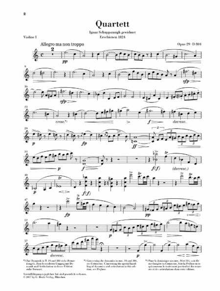 String Quartet in A Minor, Op. 29, D. 804 “Rosamunde”