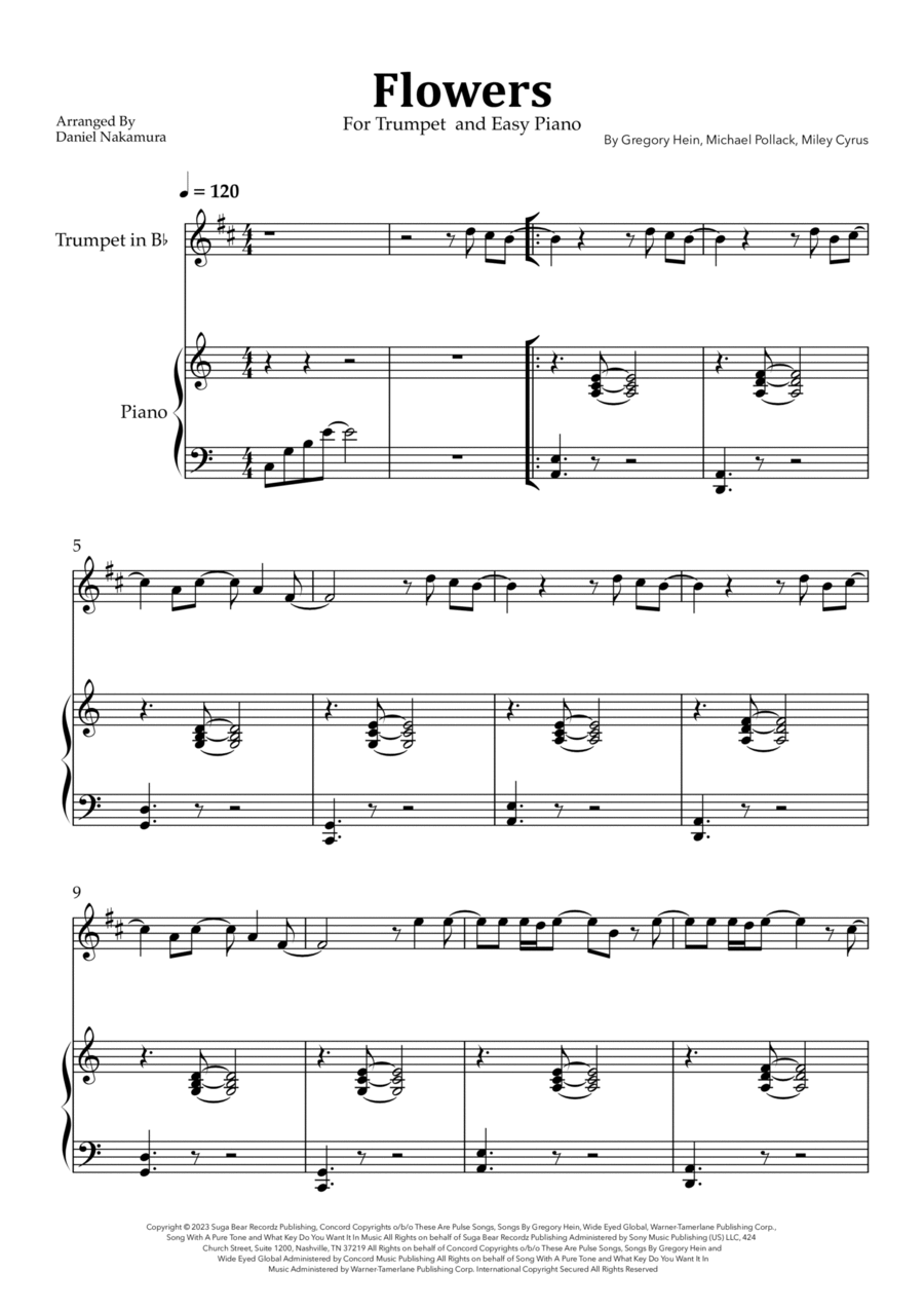 Flowers Flowers B-Flat Trumpet scores gallery preview page 1