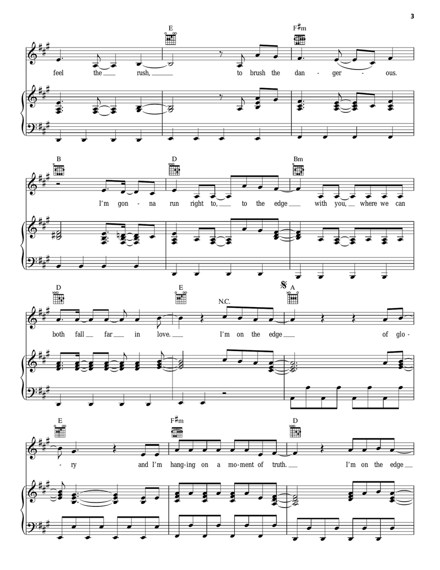 The Edge Of Glory Piano, Vocal, Guitar scores gallery preview page 3