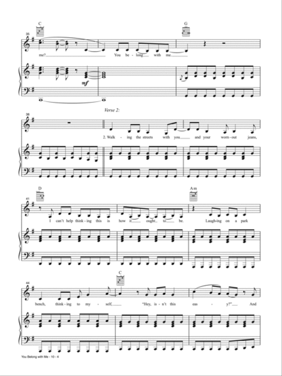 You Belong with Me Piano, Vocal, Guitar scores gallery preview page 4