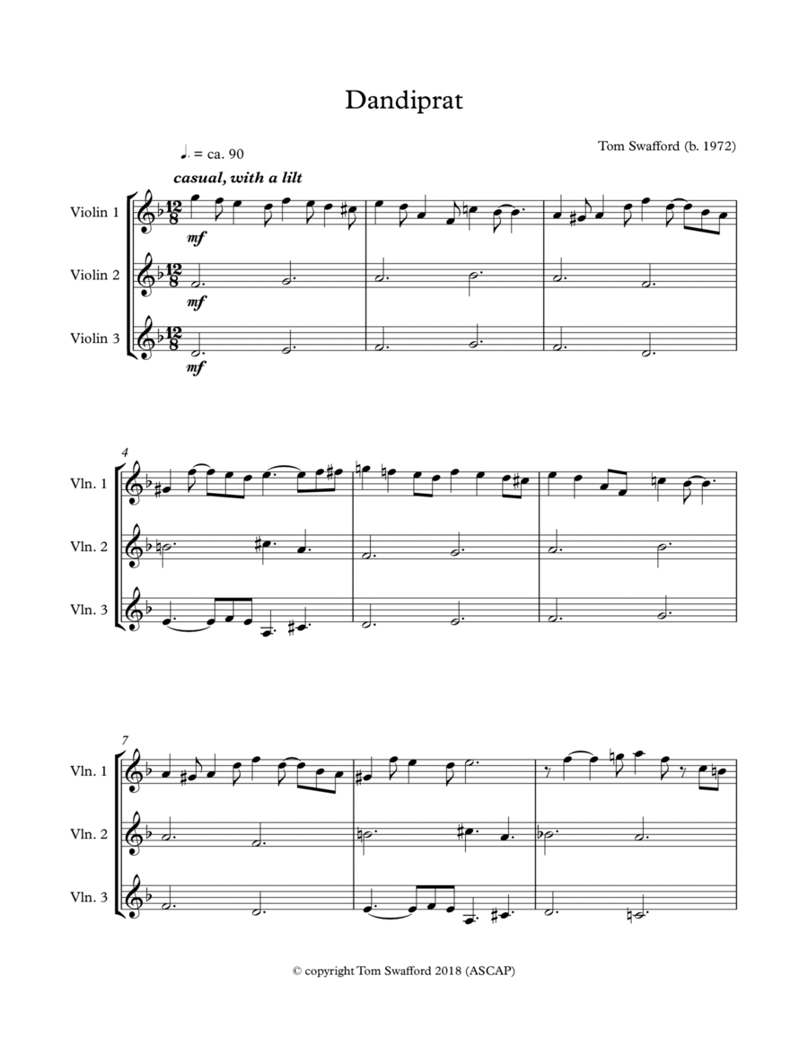 Dandiprat for three violins String Trio scores gallery preview page 1