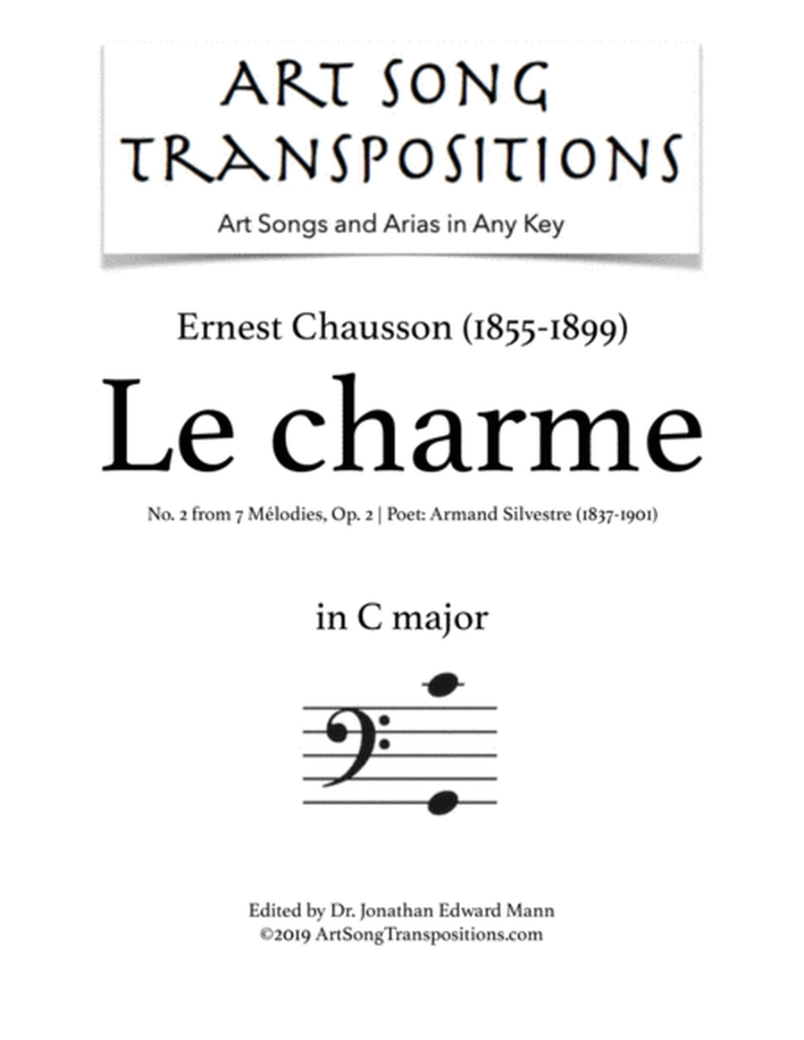 CHAUSSON: Le charme, Op. 2 no. 2 (transposed to C major, bass clef)