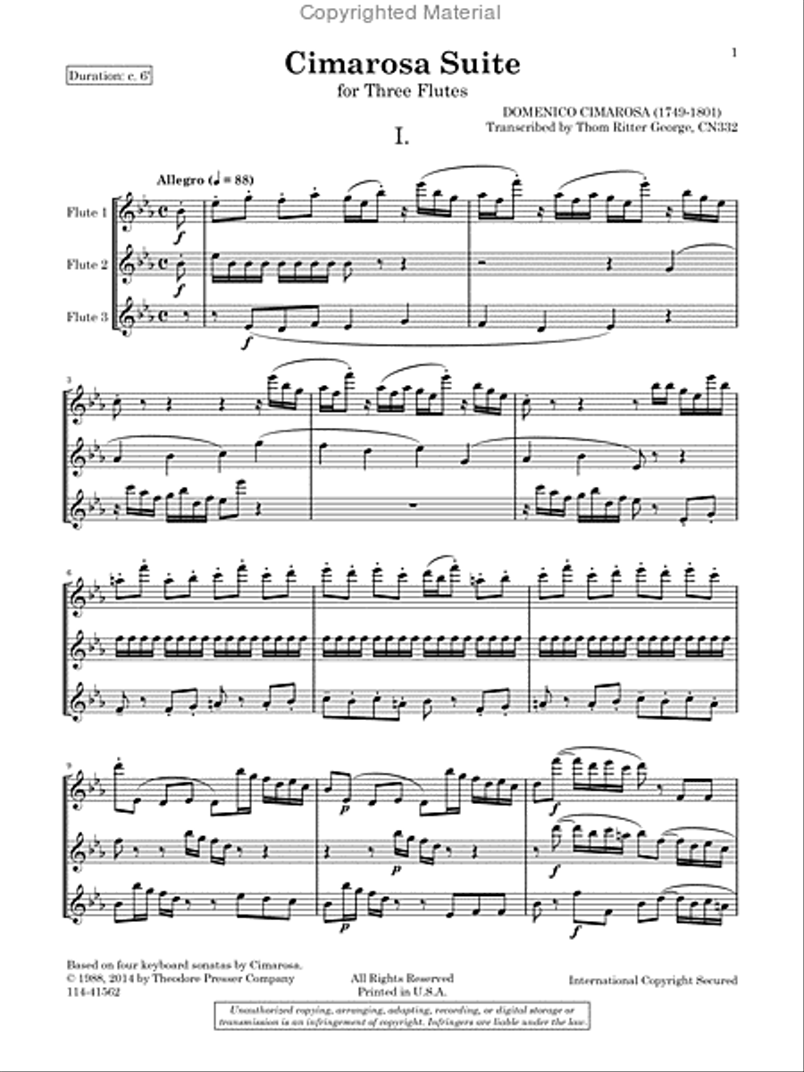Cimarosa Suite Flute Trio scores gallery preview page 2