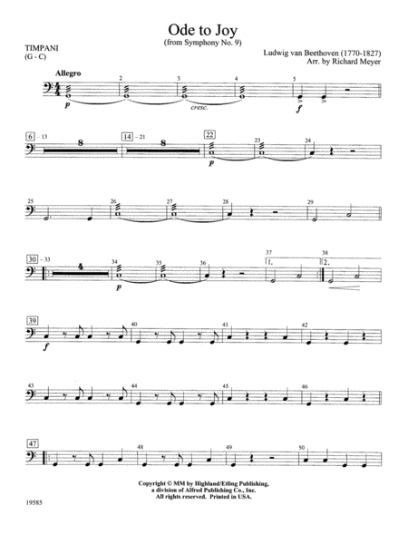 Ode to Joy from Symphony No. 9: Timpani