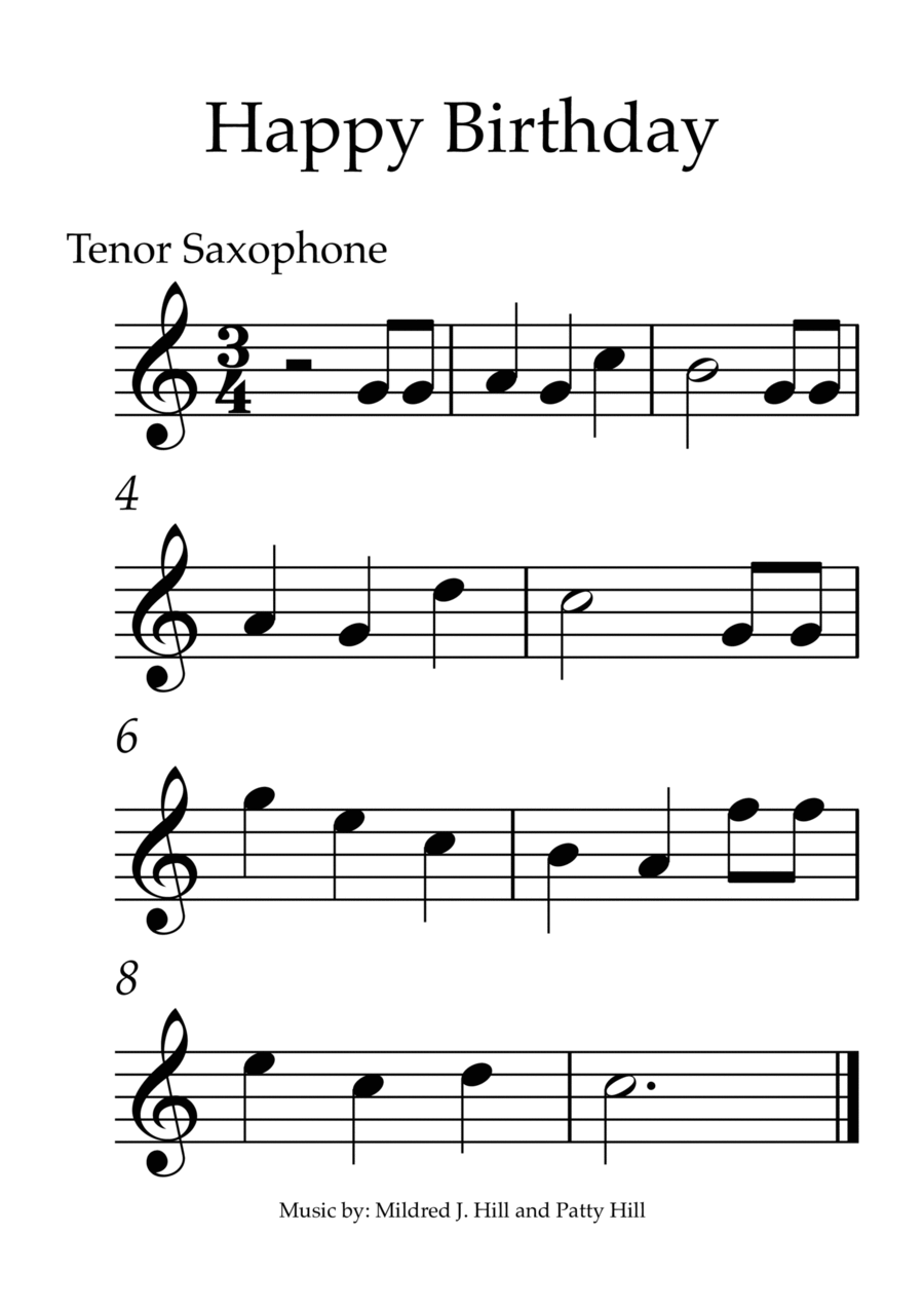 Happy Birthday - Tenor Saxophone Tenor Saxophone scores gallery preview page 1