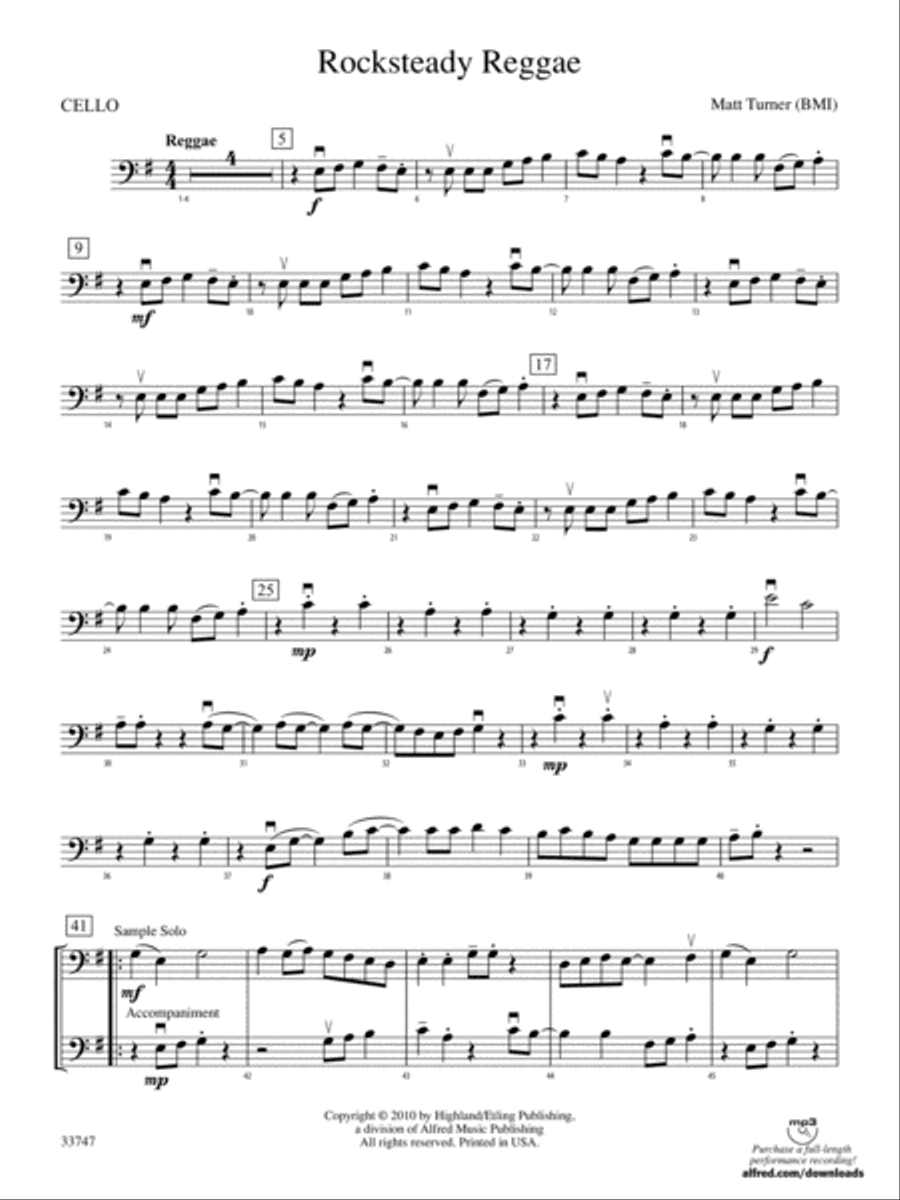 Rocksteady Reggae: Cello String Orchestra scores gallery preview page 1