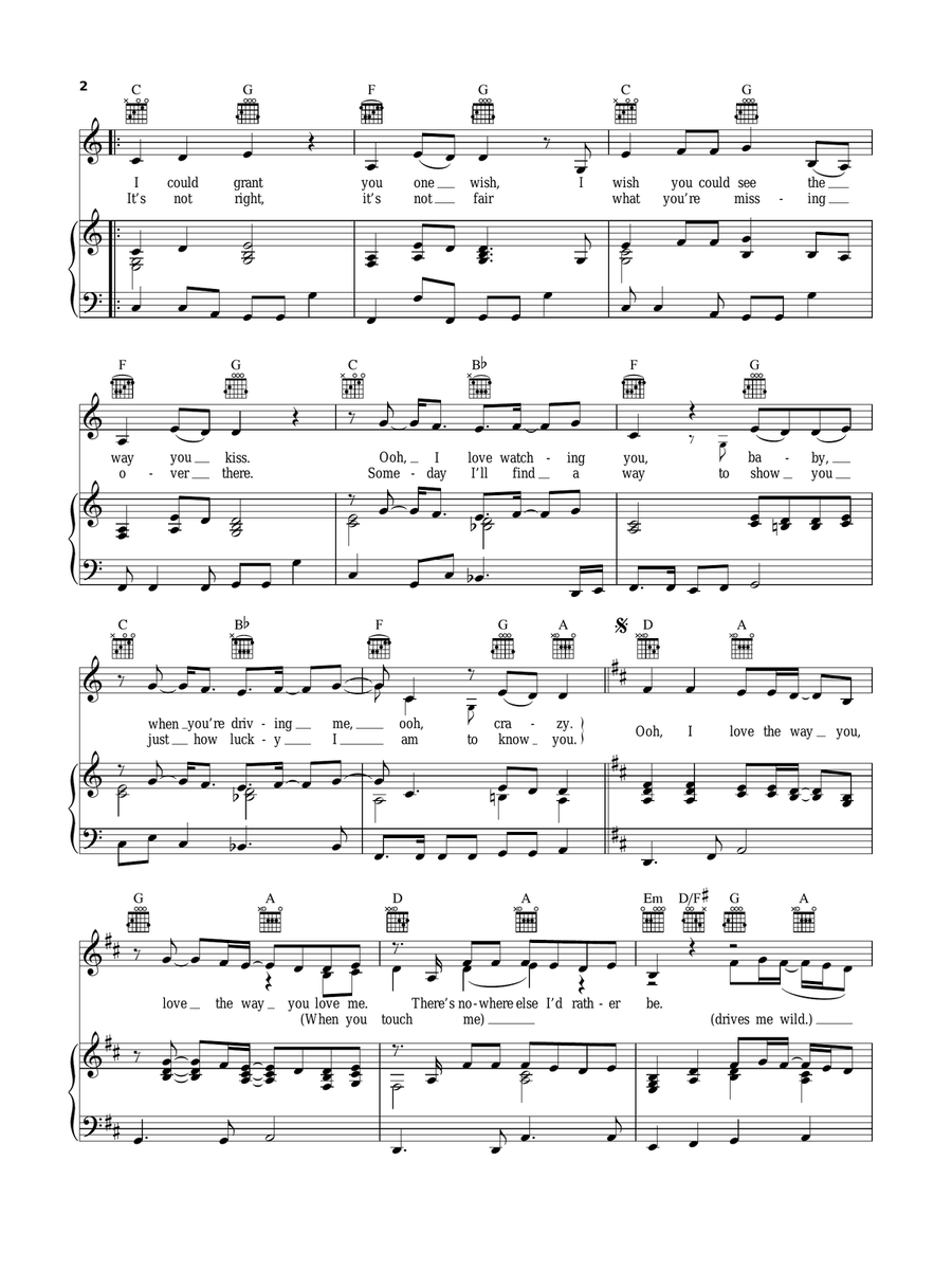 The Way You Love Me Piano, Vocal, Guitar scores gallery preview page 2
