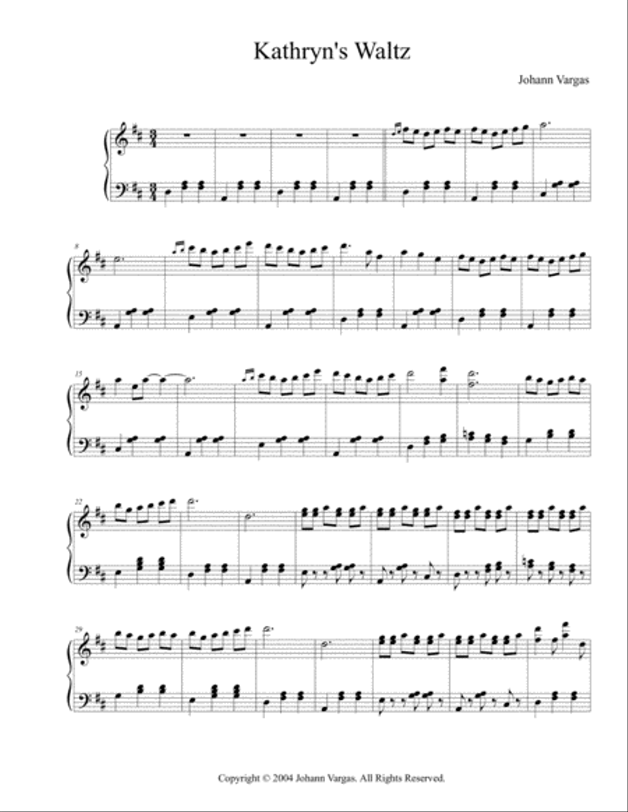 Kathryn's Waltz Piano Solo scores gallery preview page 1
