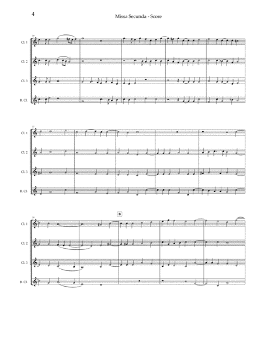 Missa Secunda Clarinet Quartet scores gallery preview page 5