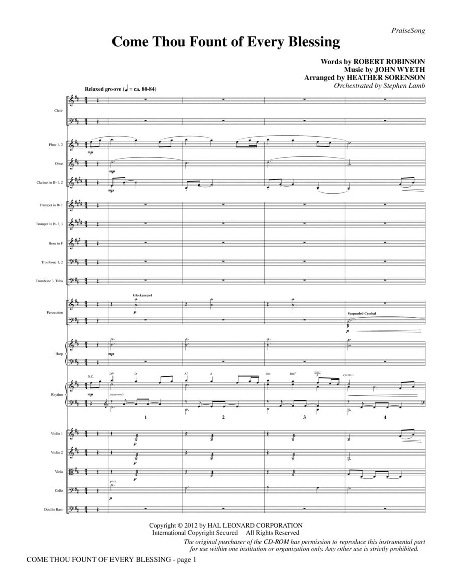 Come, Thou Fount Of Every Blessing - Full Score Choir scores gallery preview page 1