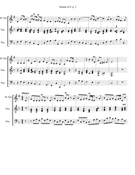 Sonata in F arranged for Bb trumpet and Piano - Keyboard image number null