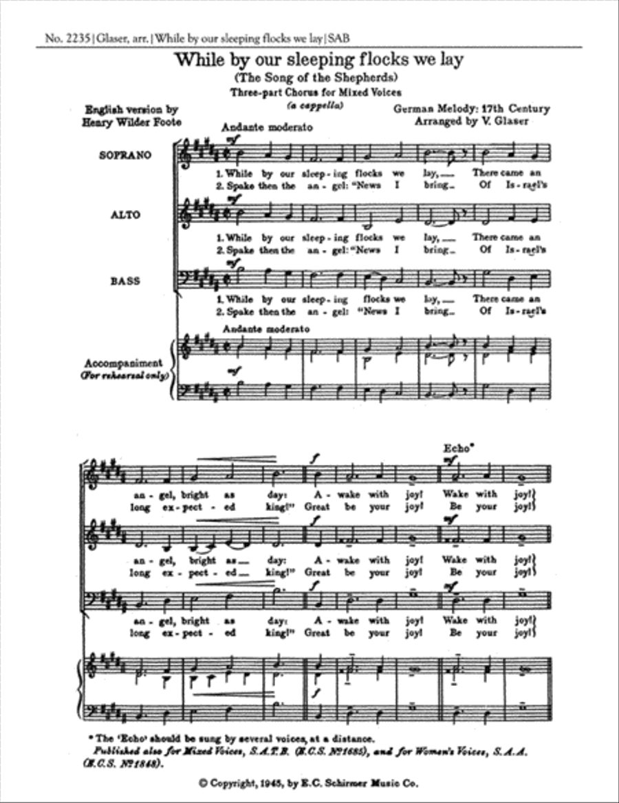 While By Our Sleeping Flocks We Lay 3-Part scores gallery preview page 1