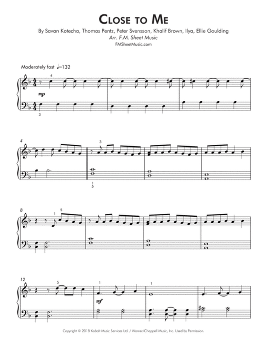 Close To Me (Easy Piano) image number null