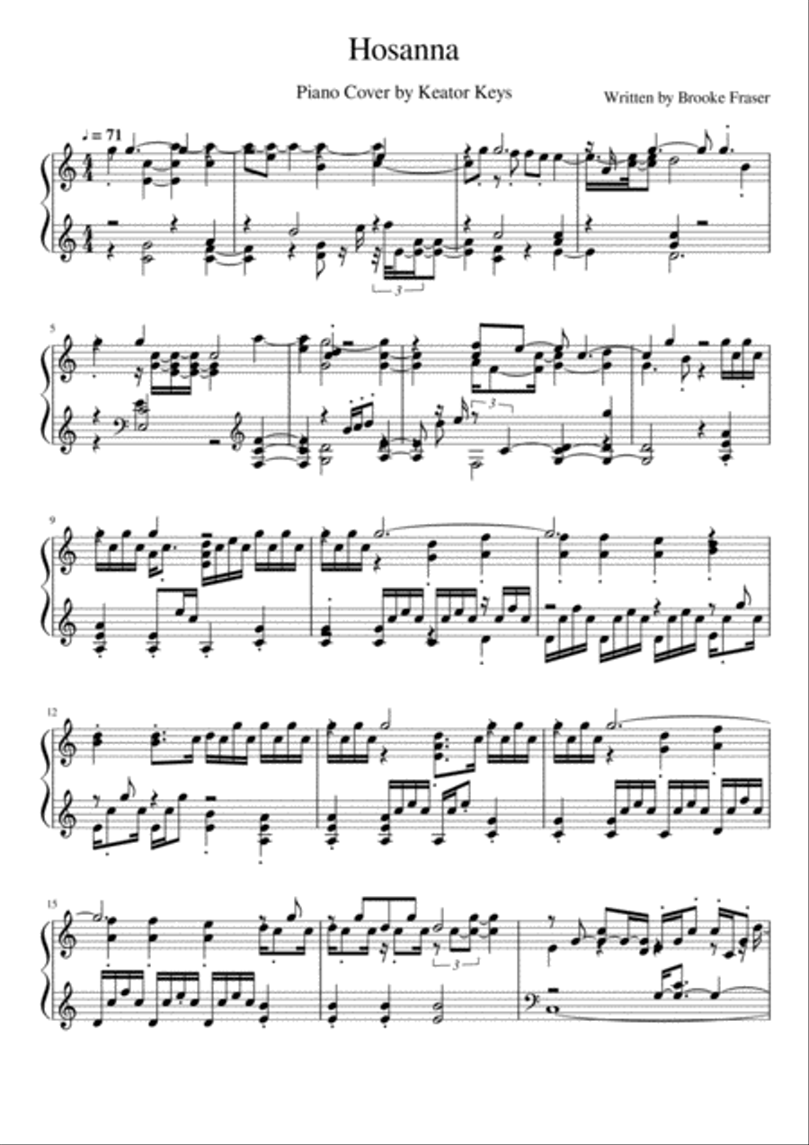 Hosanna Hosanna Piano Solo scores gallery preview page 1