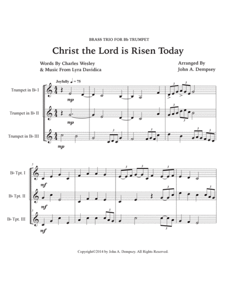 Christ the Lord is Risen Today (Trumpet Trio) image number null