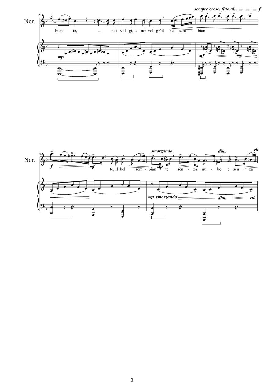 Bellini-Norma (Act1) Casta Diva - Soprano solo, Chorus SSTB) and Piano Choir scores gallery preview page 3