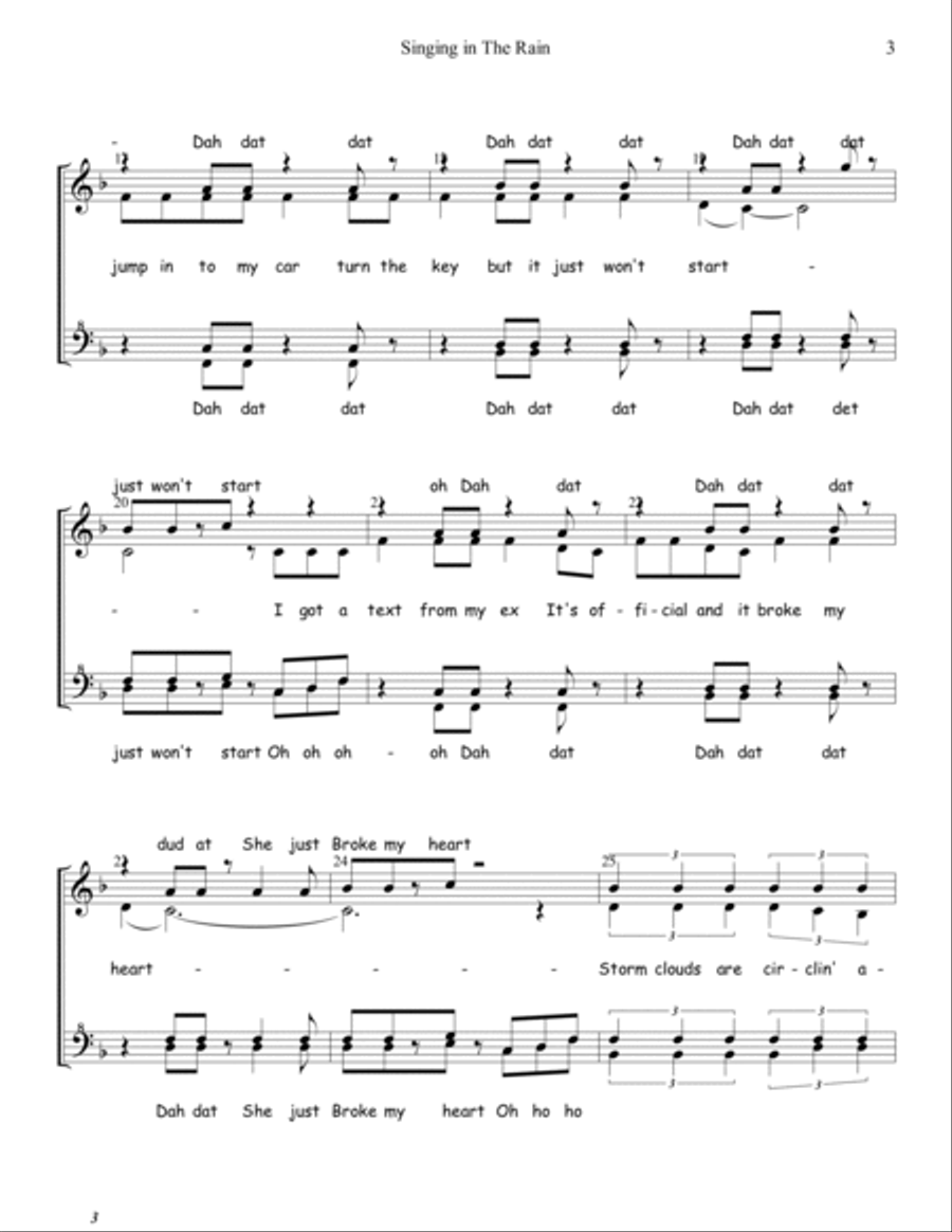Singing In The Rain SSAA scores gallery preview page 3