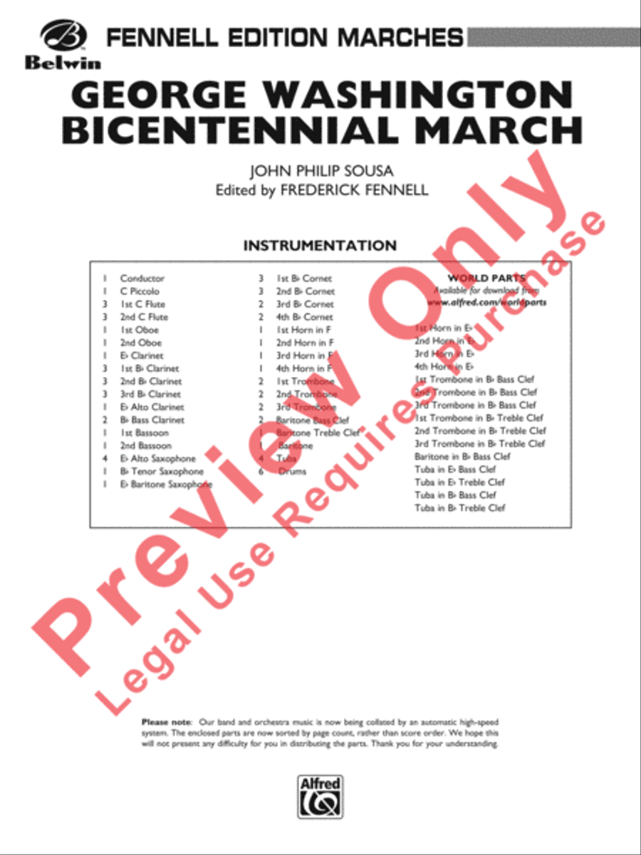 George Washington Bicentennial March Concert Band scores gallery preview page 2