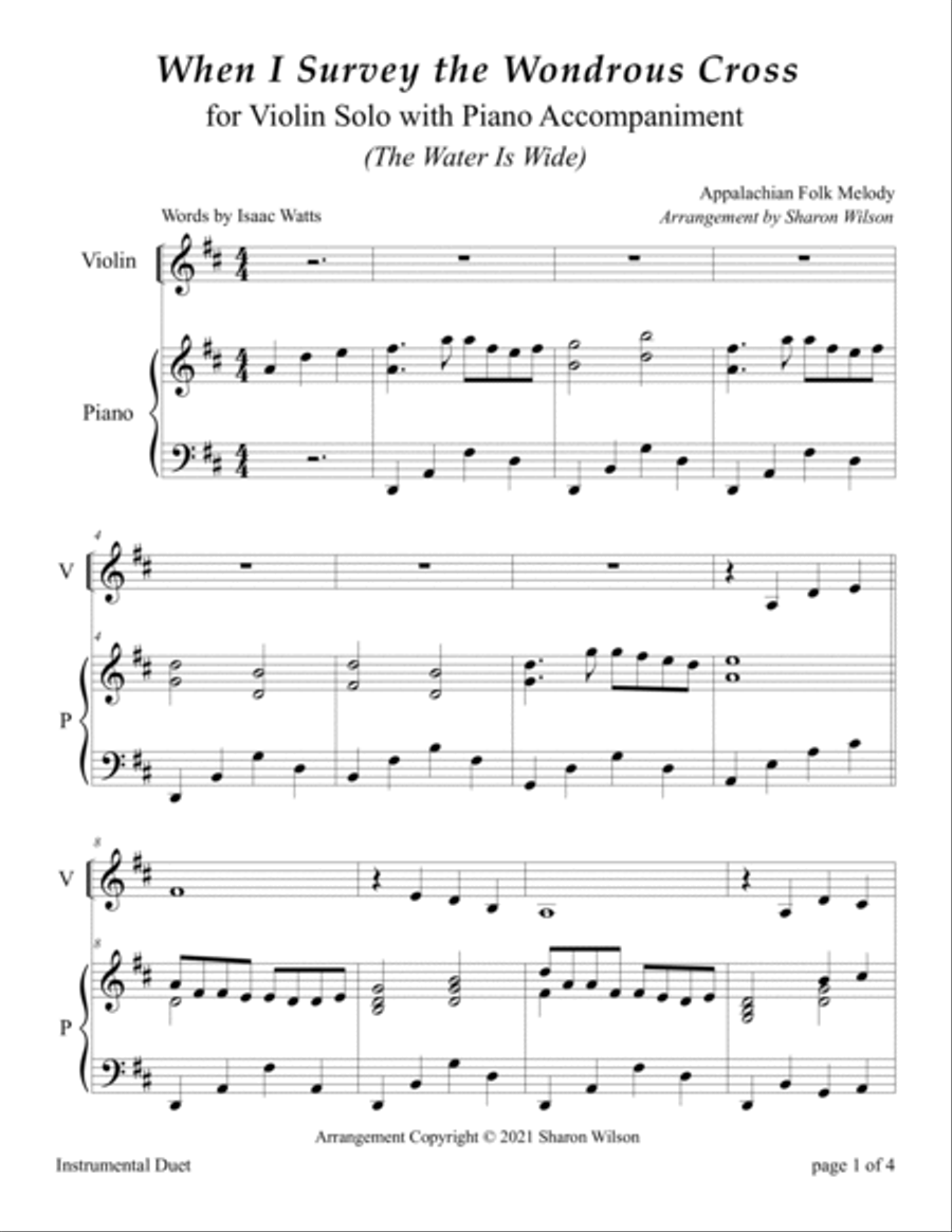 When I Survey the Wondrous Cross (Easy Violin Solo with Piano Accompaniment) image number null