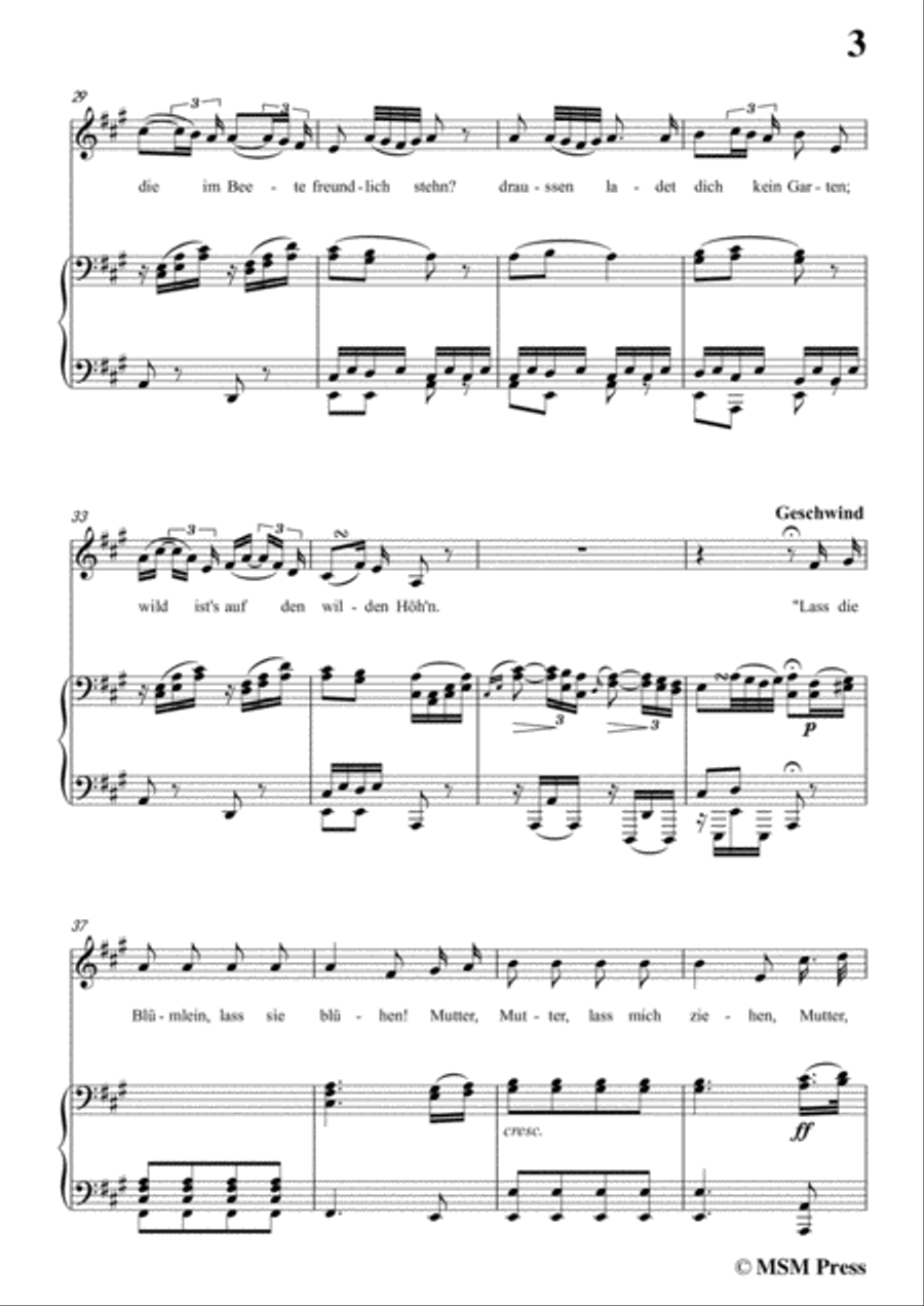 Schubert-Der Alpenjäger,Op.37 No.2,in A Major,for Voice&Piano Voice scores gallery preview page 5