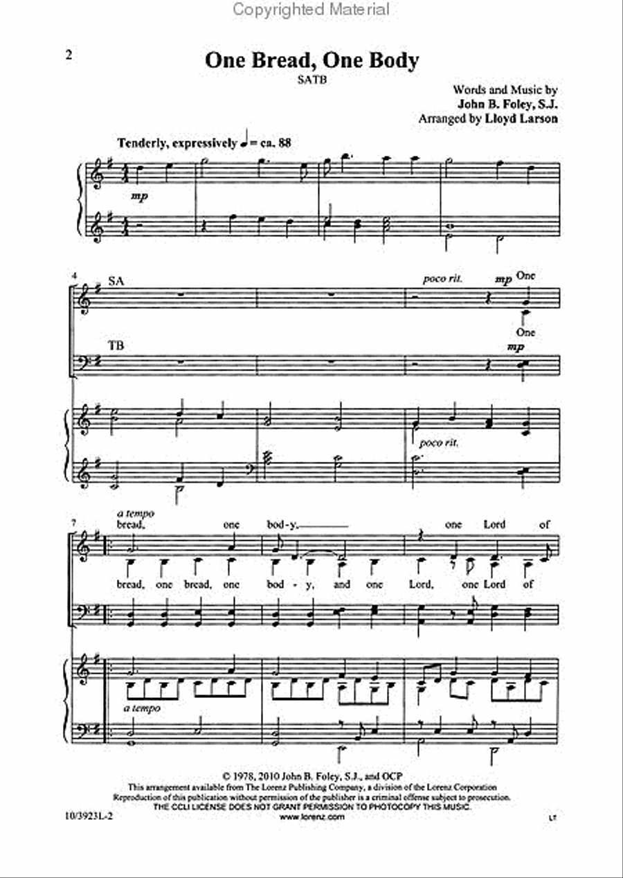 One Bread, One Body One Bread, One Body 4-Part scores gallery preview page 2