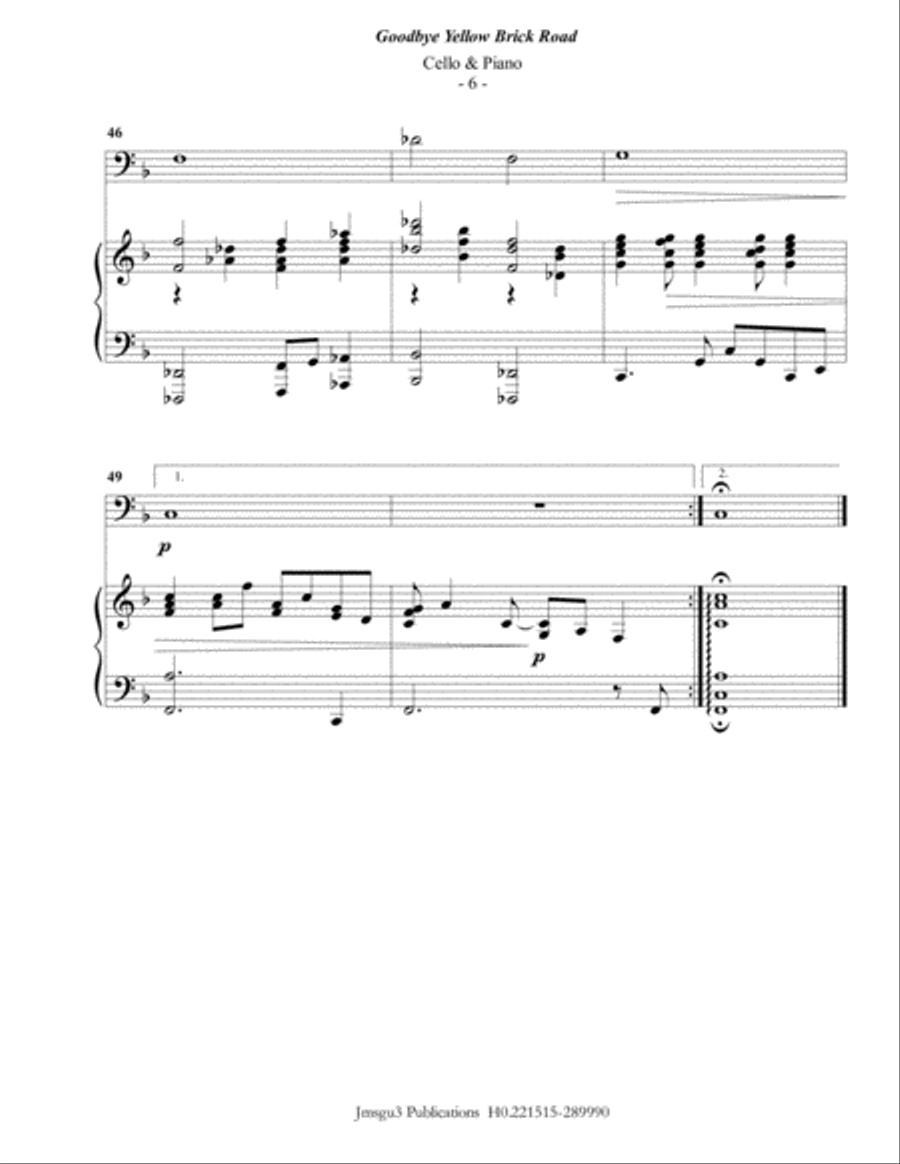 Goodbye Yellow Brick Road Piano scores gallery preview page 6