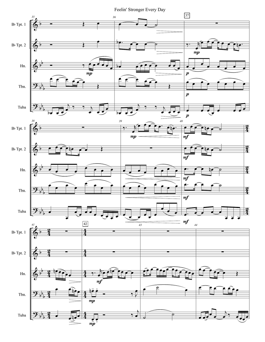 Feelin' Stronger Everyday Brass Quintet scores gallery preview page 3