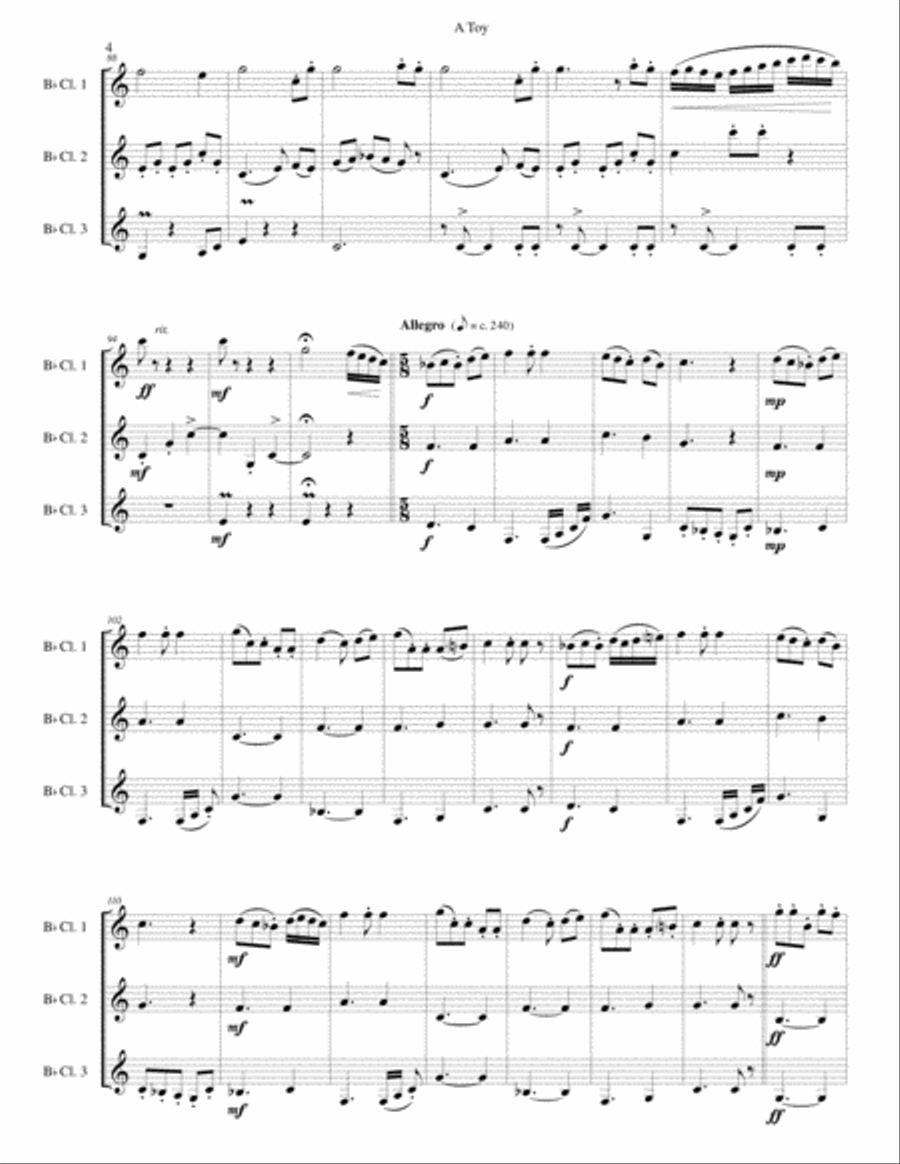 A Toy for clarinet trio (3 B flats) Clarinet Trio scores gallery preview page 4