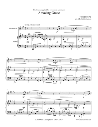 Amazing Grace - Clarinet and Piano - G major