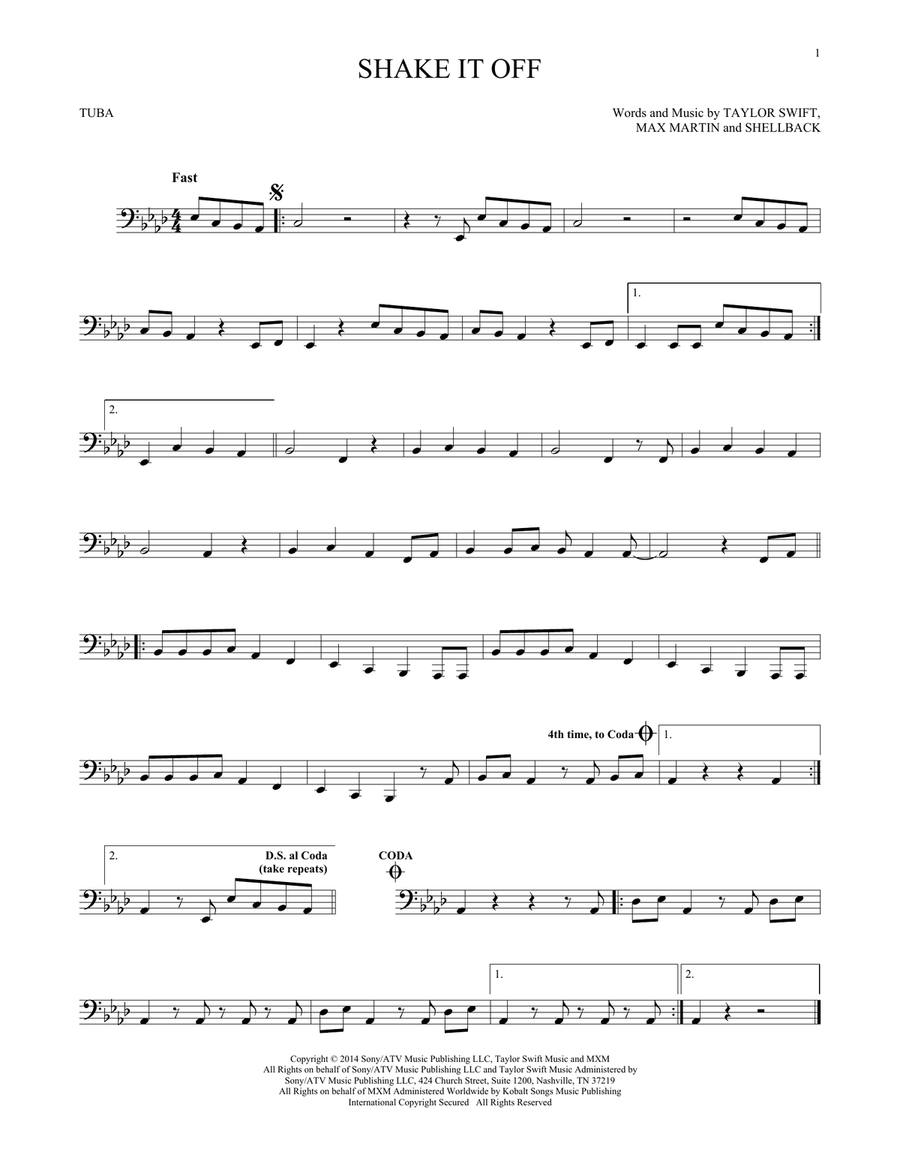 Shake It Off Shake It Off Tuba scores gallery preview page 1