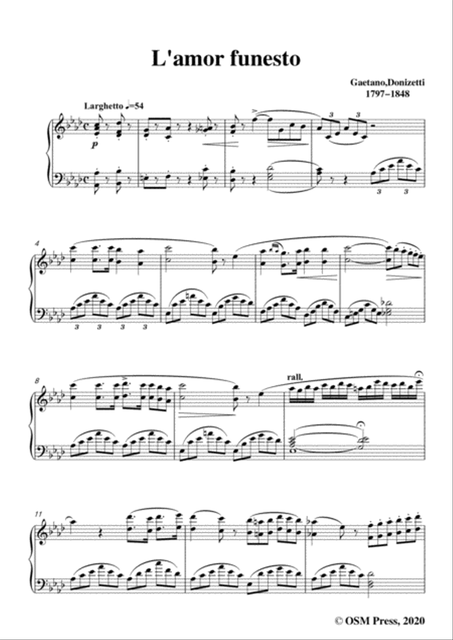 Donizetti-L'amor funesto,in A flat Major,for Voice and Piano Voice Solo scores gallery preview page 3