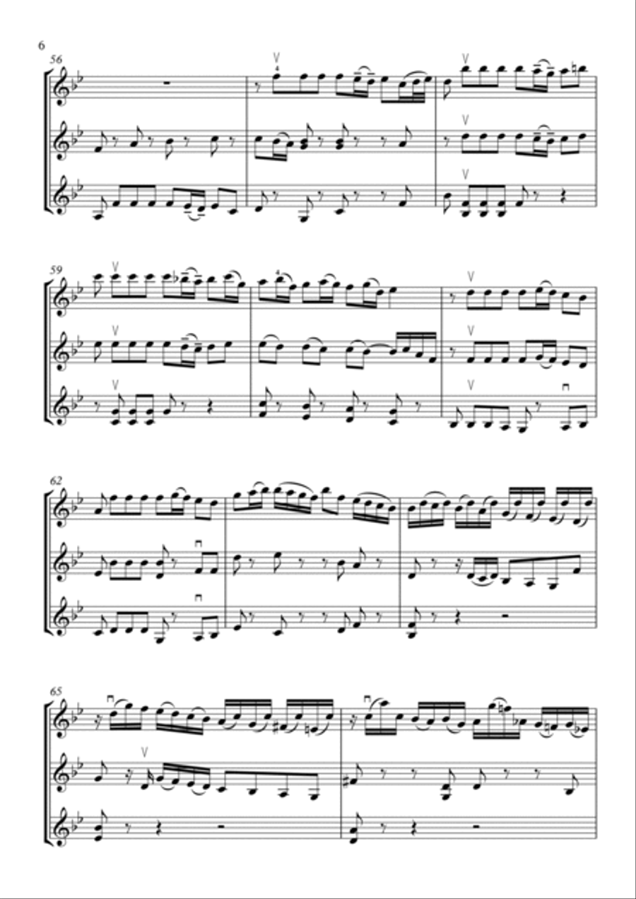 Fugue in G minor (from 3 Sonatas and 3 Partitas for Solo Violin) (BWV 1001) - arranged for 3 violins image number null