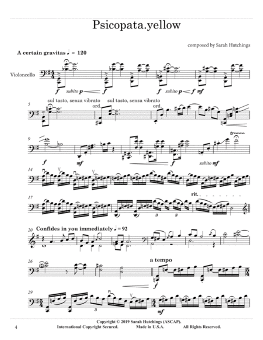 Psicopata.yellow for solo cello Cello Solo scores gallery preview page 4