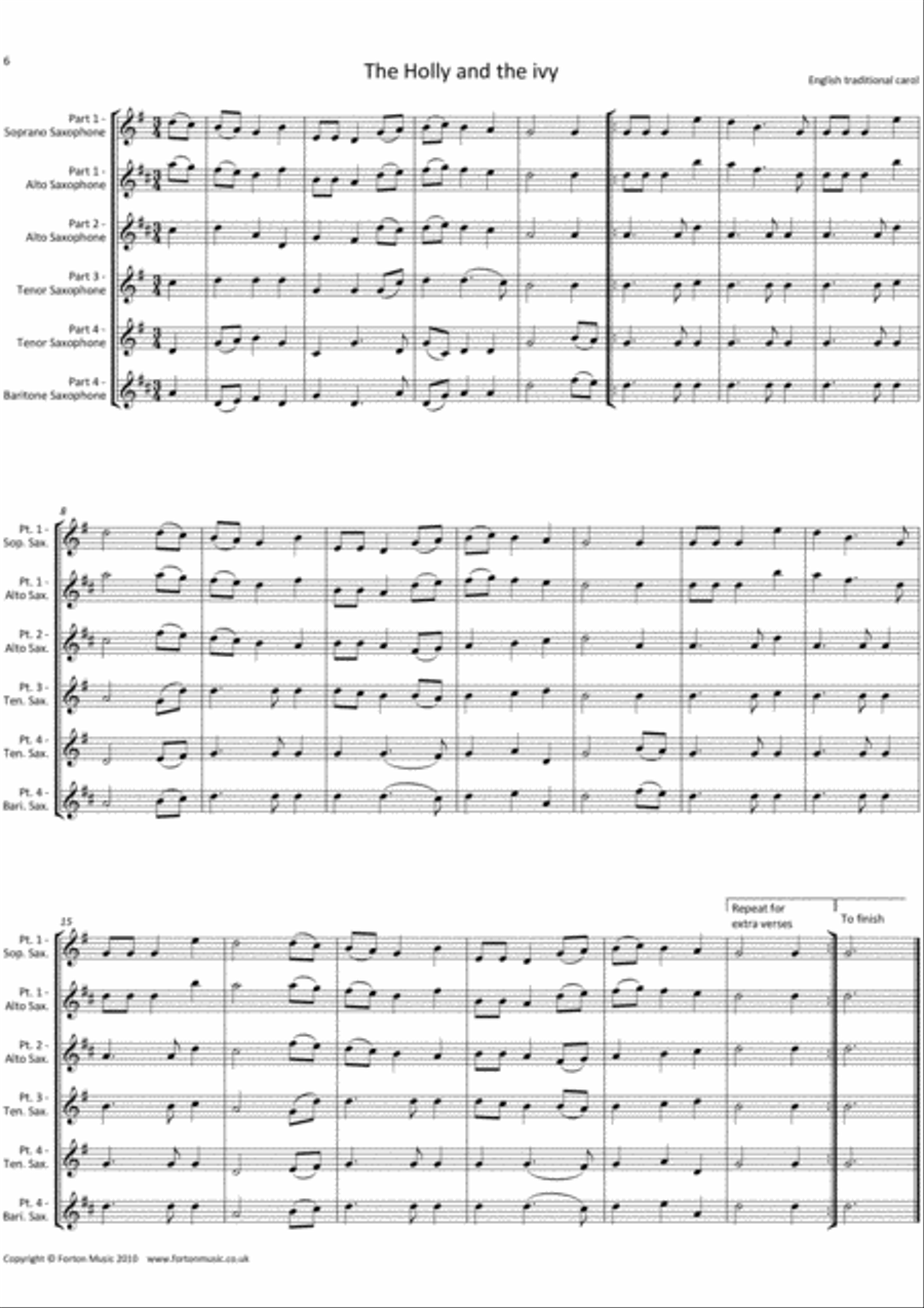 Christmas Collection Volume 2 Saxophone Ensemble scores gallery preview page 6