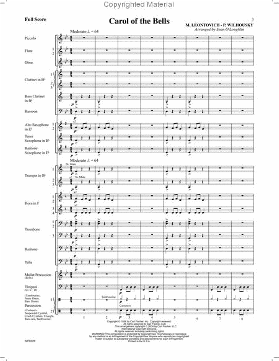 Carol of the Bells Concert Band scores gallery preview page 2