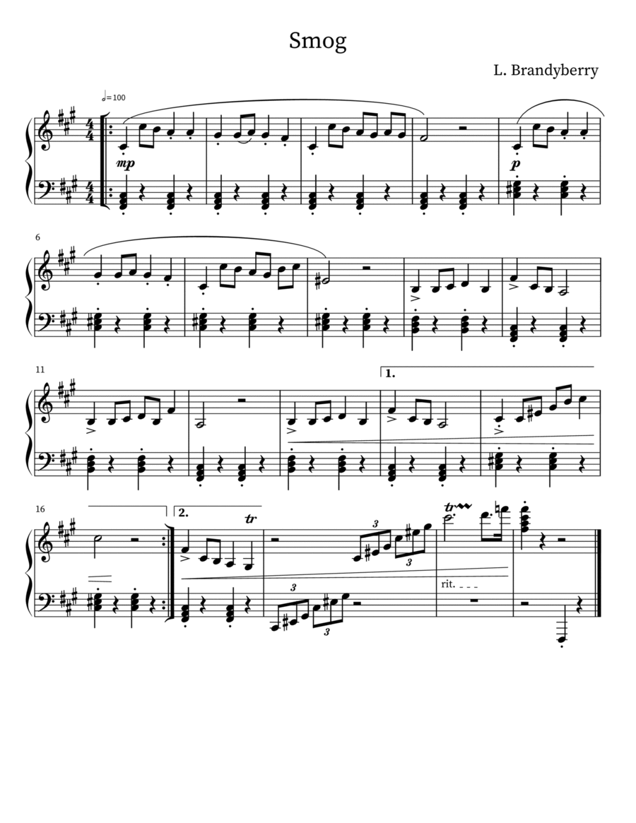 Smog Easy Piano scores gallery preview page 1