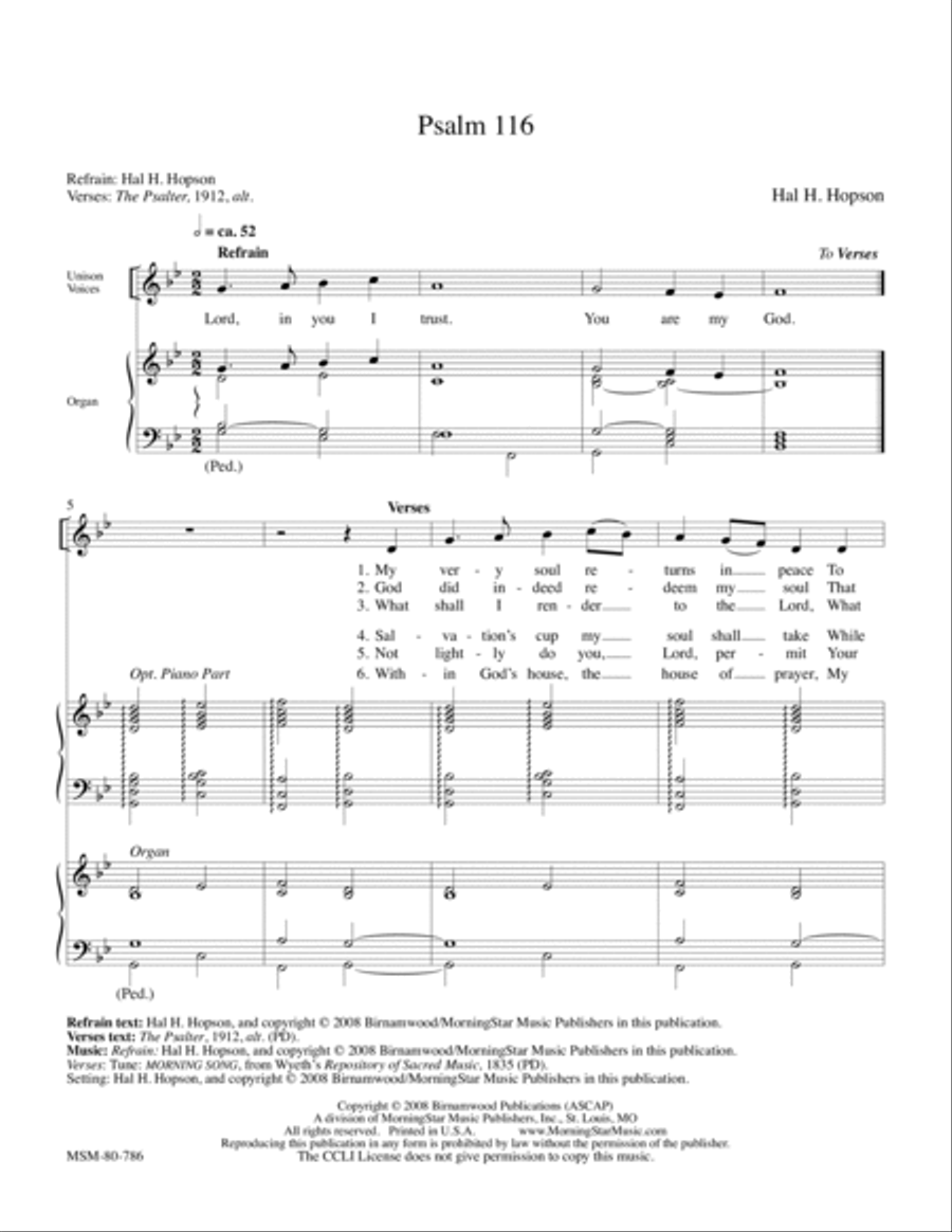 Psalm 116 4-Part scores gallery preview page 1