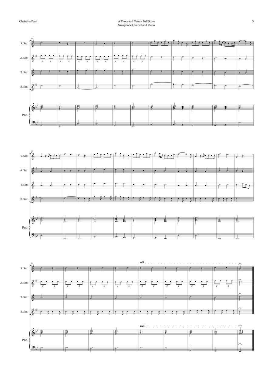 A Thousand Years Saxophone Quartet scores gallery preview page 3