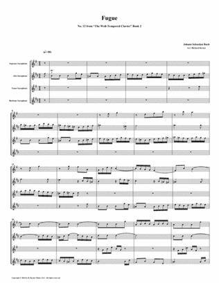 Fugue 12 from Well-Tempered Clavier, Book 2 (Saxophone Quartet)