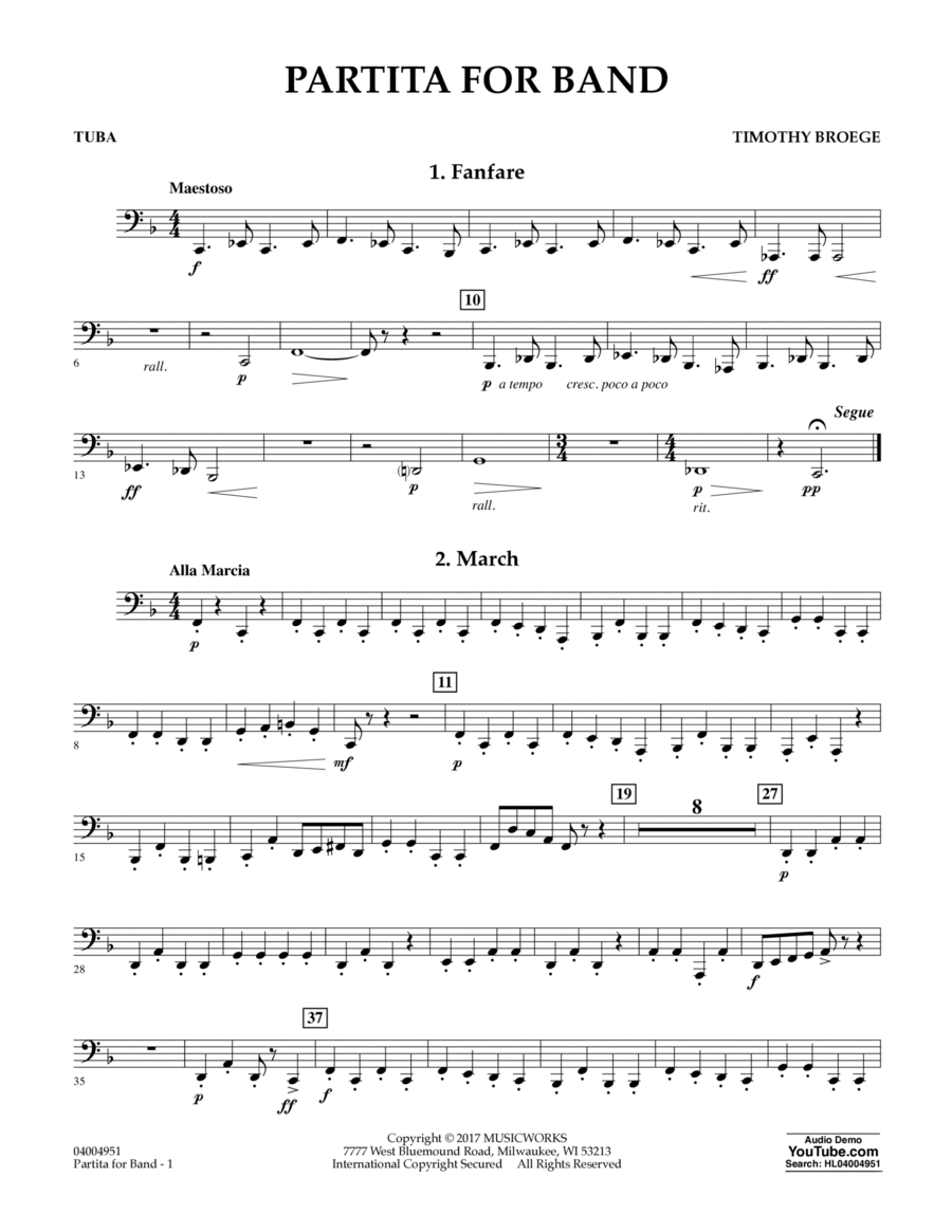 Partita for Band - Tuba Partita for Band - Tuba Tuba scores gallery preview page 1